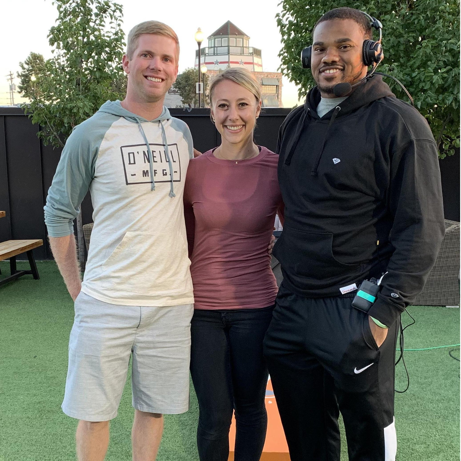Our first date. We had to get a picture with Malik Reed of the Denver Broncos after playing Corn hole with him and a newscaster!