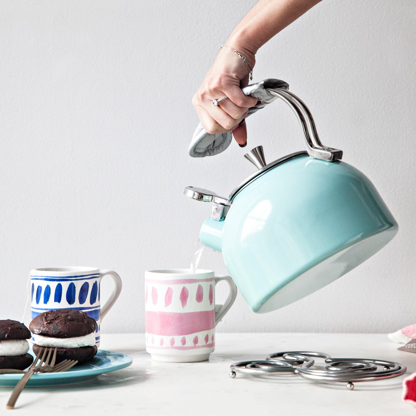 turquoise tea kettle