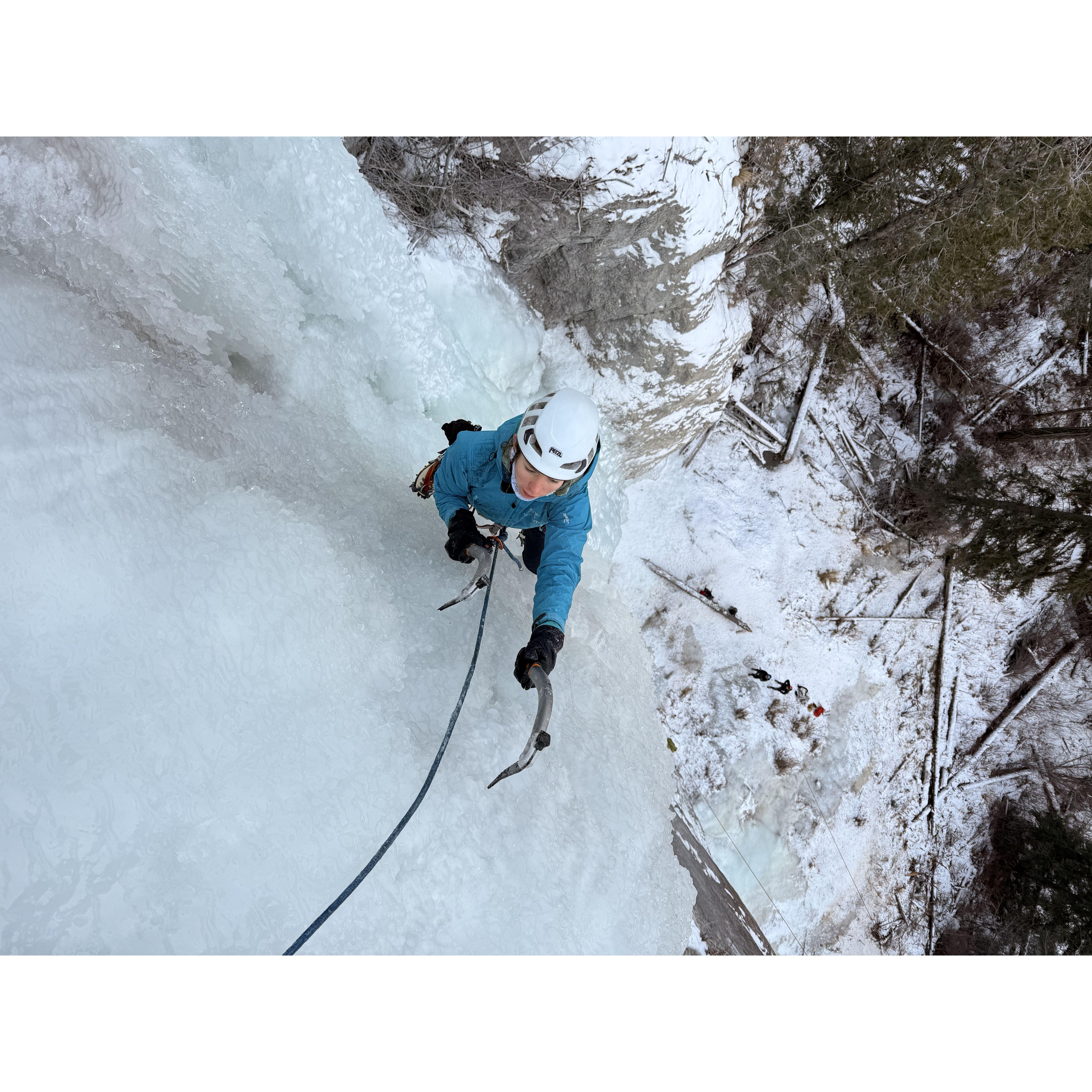 Very cold ice climbing