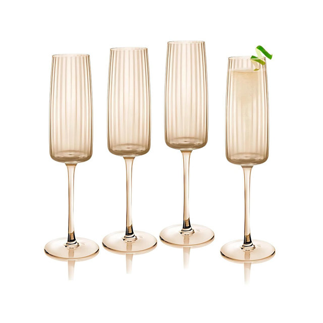 Qualia Glass Modern Flute Glasses, Set of 4