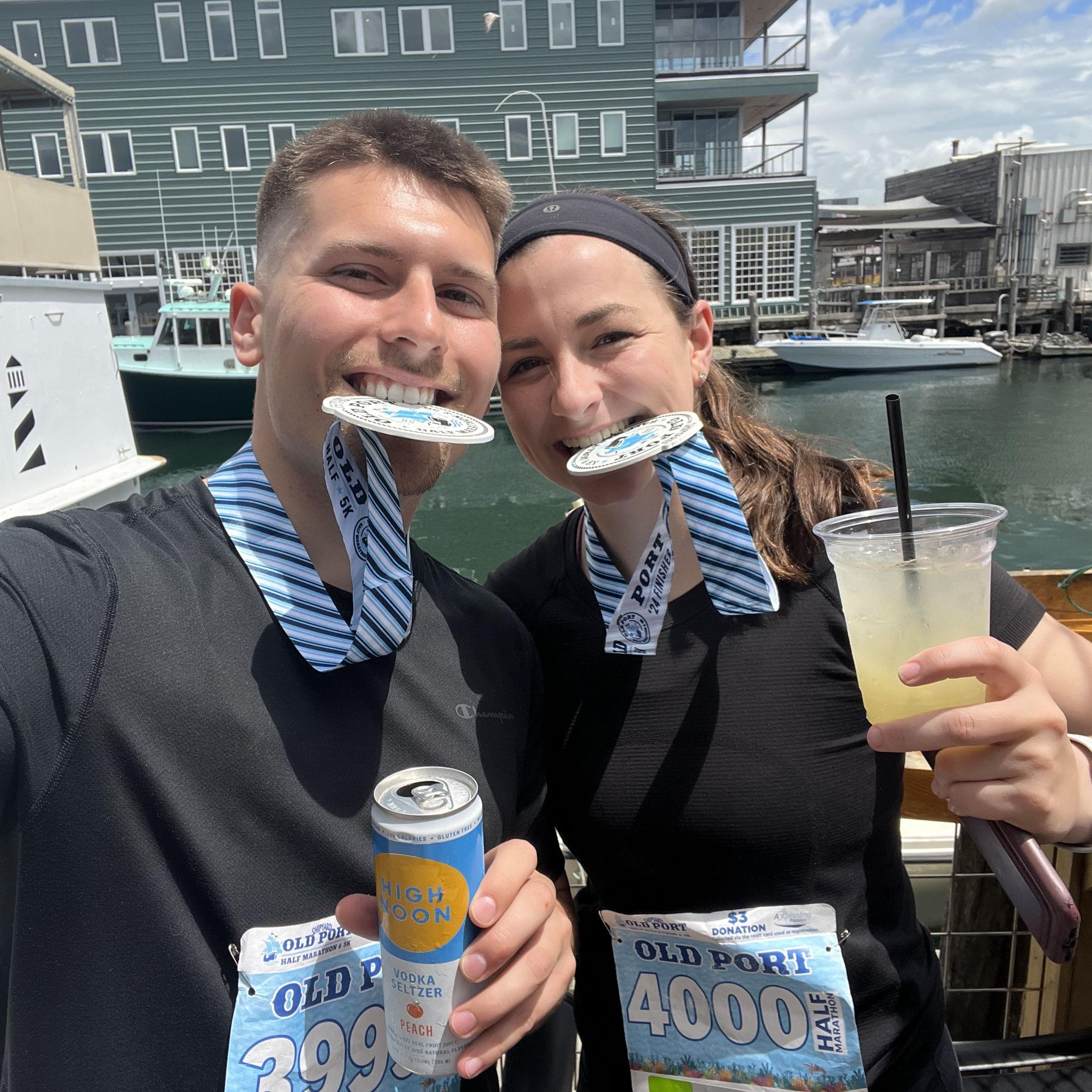 2024 - Post half marathon in Portland, Maine. Fun Fact: Austin flew to Brazil shortly after this picture was taken