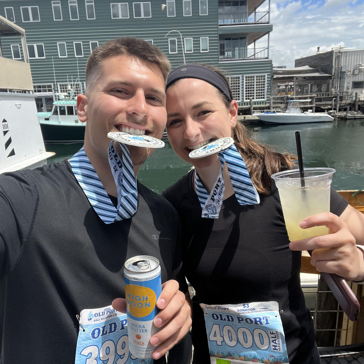 2024 - Post half marathon in Portland, Maine. Fun Fact: Austin flew to Brazil shortly after this picture was taken