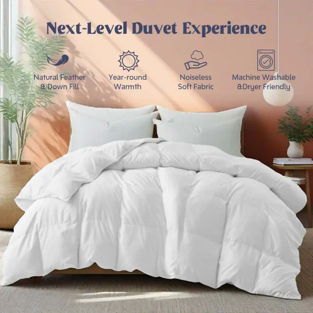 Peace Nest All-season Warmth White Goose Down Comforter Duvet Insert with 360TC Fabric, California King