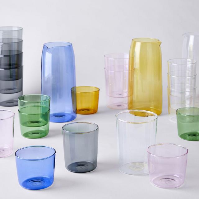 Essential Stackable Colored Glassware & Pitcher