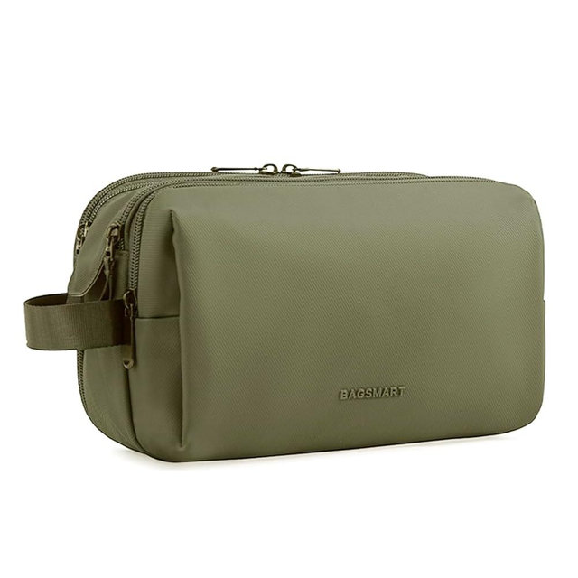 BAGSMART Toiletry Bag for Men, Travel Toiletry Organizer Dopp Kit Water-resistant Shaving Bag for Toiletries Accessories, Door Room Essentials,Green-medium