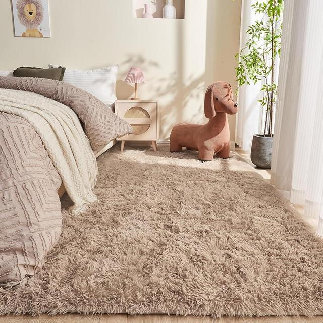 OPPODREAM 5x7 Beige Rugs for Bedroom, Ultra-Soft Fluffy Area Rugs for Living Room, 5 x 7 Shag Carpet for Nursery, Kids, Girl, Boy, Baby, Plush, Fuzzy, Shaggy, Cute Home Decor