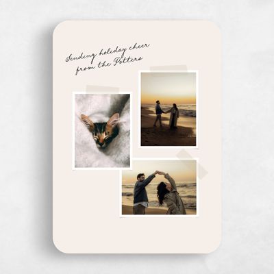 Beige Rounded Holiday Card - Lowell
