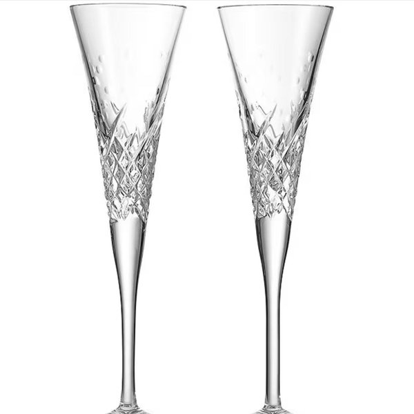 Waterford Happy Crystal Toasting Flutes 7floz, Set of 2