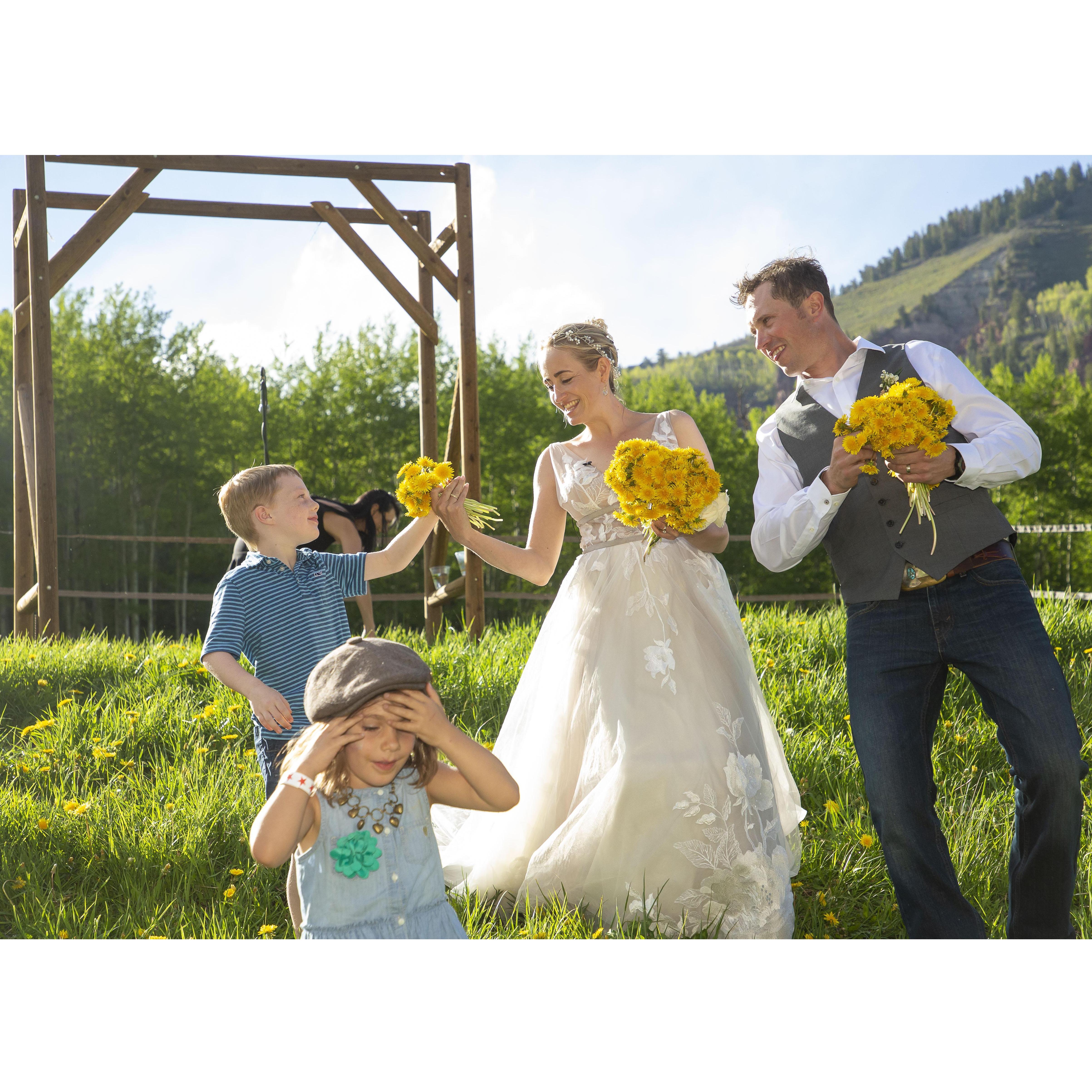 Magical children and dandelions! It is all about the dandelions and dandelion fritters. (ask Ryan more about this, if you missed his vows)