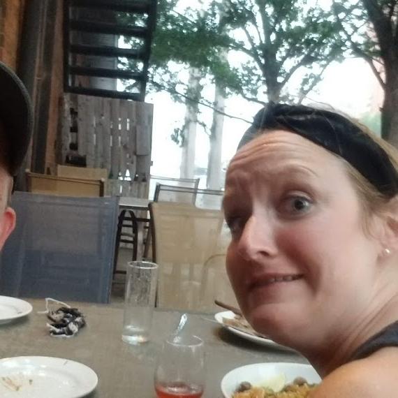 That same day, Emily and Eric got caught in a terrible storm outside at OLAR down the street. They had to get their food wrapped up and get in an Uber! It was hilarious!