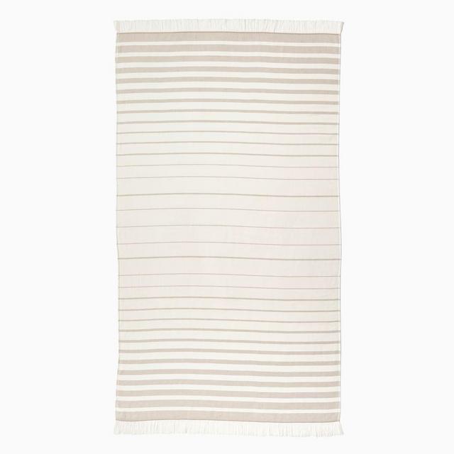Organic Turkish Stripe Beach Towel, Natural, 40"x70"