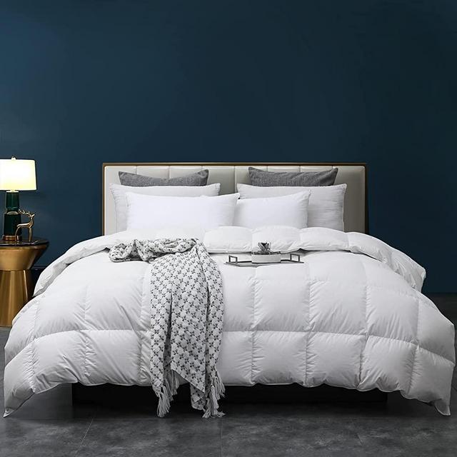 Three Geese Luxurious Hotel Collection Queen Down Comforter-Medium Warmth All Season Duvet Insert-Natural Cozy 100%Cotton 1000Thread Count, 750 Fill Power Fluffy with 41oz Duck Down.