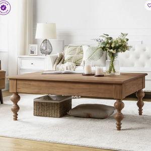 Aristidh 52"W Farmhouse Solid Wood Base Rectangular Lift Top Coffee Table with Storage Shelf - Acorn