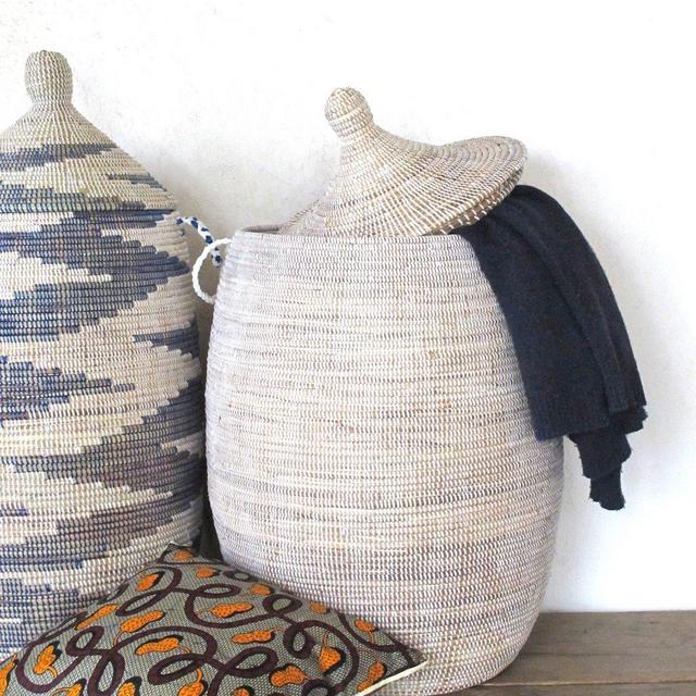 Handmade Laundry Basket (XL) in plain white / Senegalese Basket
