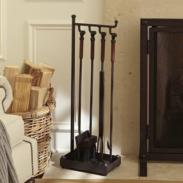 Industrial Fireplace 5-Piece Tool Set, Black