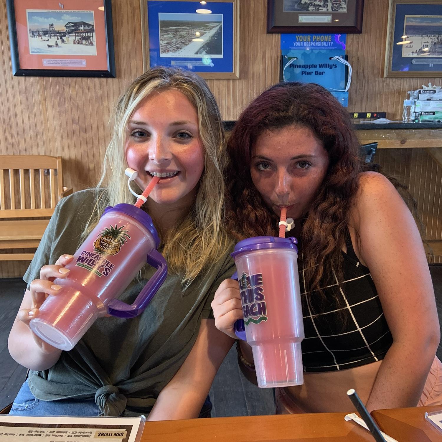Bride and Sister Lorilei enjoying some pineapple willys! Those drinks were 10/10