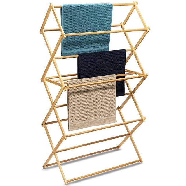 Bartnelli Bamboo Laundry Drying Rack for Clothes Wood Clothing Dryer, Extreme Stability, Heavy Duty Built, Foldable, Space Saving - Pre-Assembled