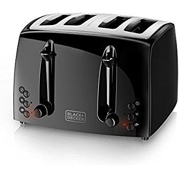 BLACK+DECKER 4-Slice Toaster, Extra Wide Slot, Black, TR1410BD
