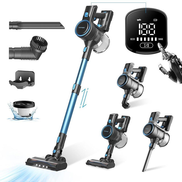Cordless Vacuum Cleaner, Display Touchscreen, Stick Vacuum Cordless Rechargeable with 2200mAh Detachable Battery, Up to 45 Minutes, Lightweight, and Versatile for Carpet, Hard Floor, Pet Hair, C1