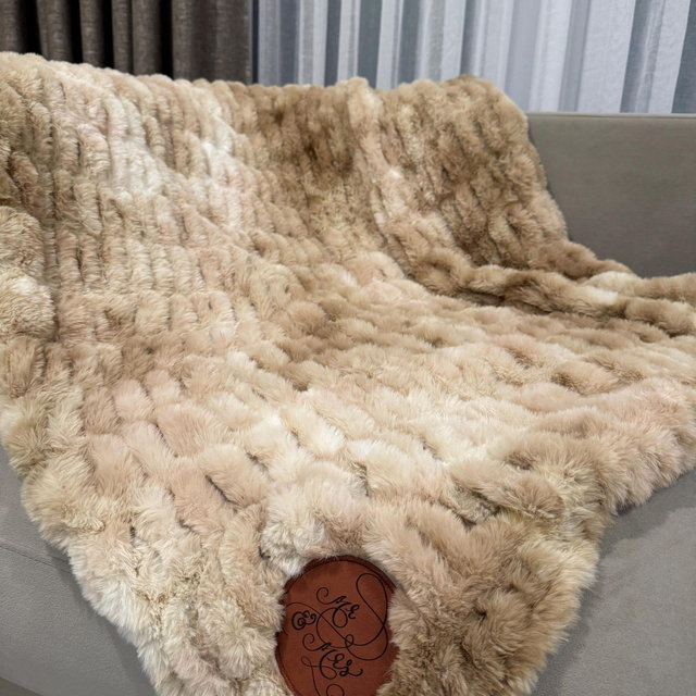 50"x60" Custom Patch Faux Fur Blanket, Personalized Luxurious Throw Blanket, Faux Rabbit Fur Blanket, Ultra Soft and Plush Faux Fur Blanket