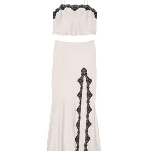 Buy Satin Lace-Trim Cropped Top & Slip Skirt Set, Coconut White - Order Cami Sets online - Victoria's Secret US