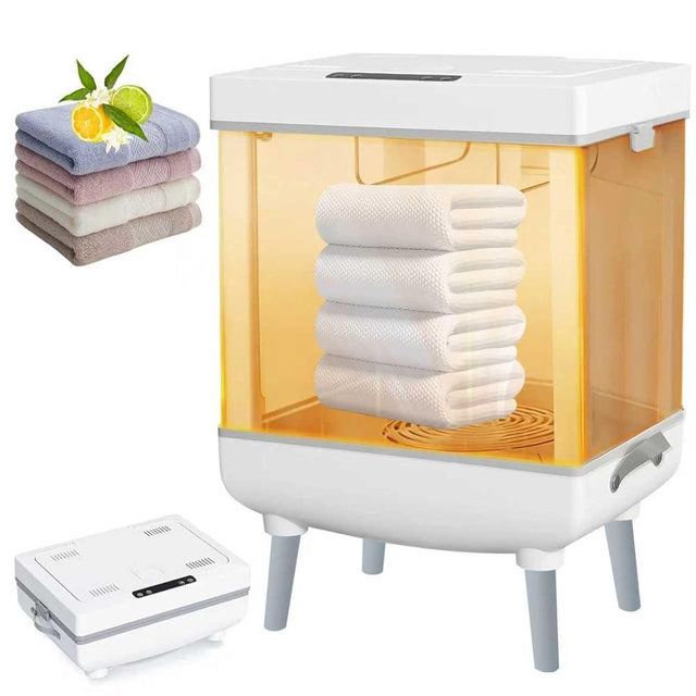 Towels Warmer for Bathroom, Foldable Hot Tub Large Towel Warmer Bucket with 2-in-1 Heating and Drying Functions, Fits Up to Two 40"X70" Oversized Towels, Blanket, Clothes and Robe for Single or Double