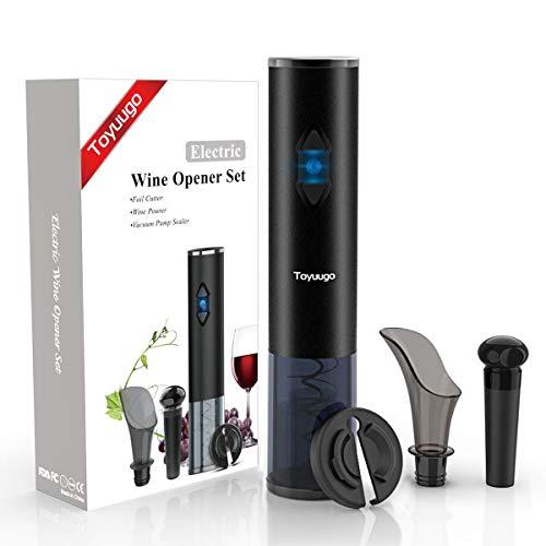 Toyuugo Electric Wine Opener, Automatic Corkscrew set contains Foil Cutter, Vacuum Stopper and Wine Aerator Pourer for Dating, Party and Wine Lover (3 Piece Gift Set)