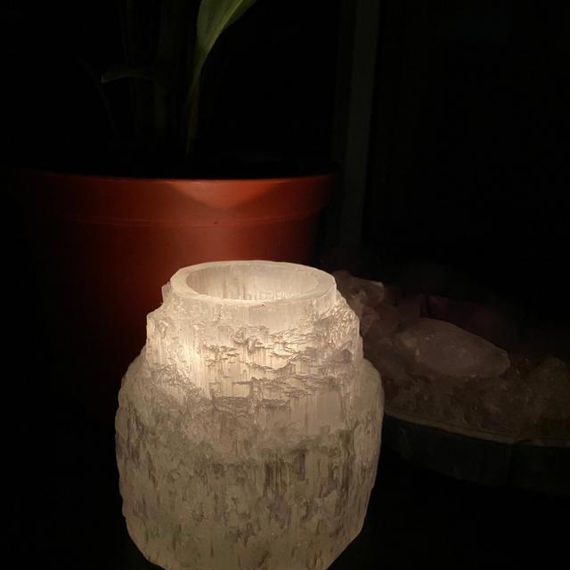 Selenite Crystal Tea Light Candle Holder Small or Large | Metaphysical Home Decor | Succulent Holder