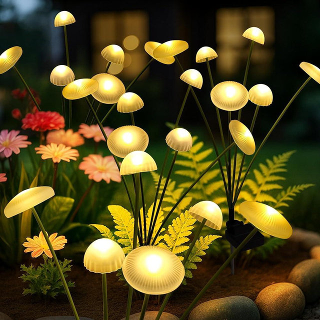 SUNCKET Solar Garden Lights, 4pack Warm White LED Solar Lights for Outside, Swaying Mushroom Lights Outdoor Decorative, Waterproof Light Decor for Yard,Lawn,Patio,Pathway Decoration
