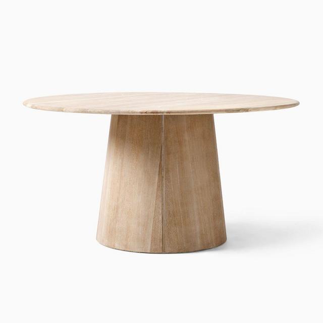 Anton Solid Wood 60" Round Dining Table, Cerused White