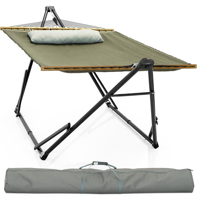 Tranquillo Unity Adjustable Hammock Stand, 800 lbs Capacity Steel Double Hammock Stand for 2 Persons, Premium Pre-Assembled Stand for Indoor Outdoor, Sage
