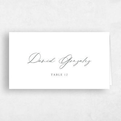 Dark Seaweed, White Wedding Place Card - Malcesine
