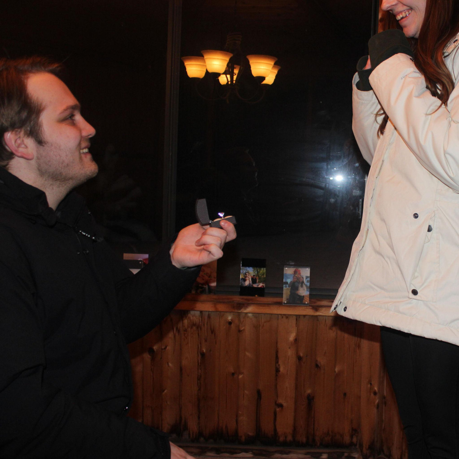 Gray lined the gazebo with pictures for the proposal