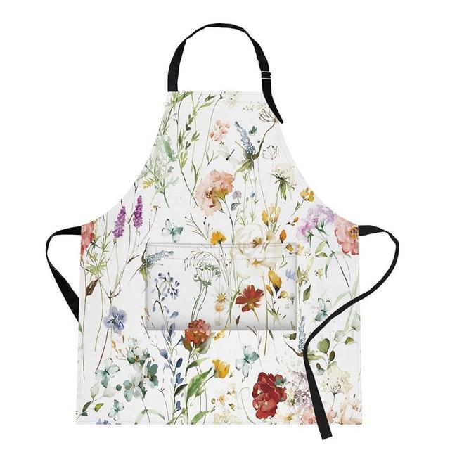 Britimes Apron Home Kitchen Cooking Baking Gardening for Women Men With Pockets Wildflower Flower Floral Boho Butterfly Hydrangea 32x28 inch