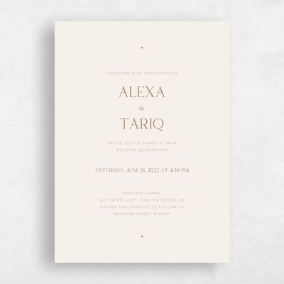 Cream, Beige Wedding Invitation - Sharpe Type