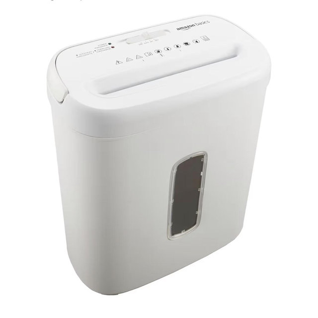 Amazon Basics 8-Sheet Cross Cut Paper and Credit Card Shredder for Security, Heavy Duty, White