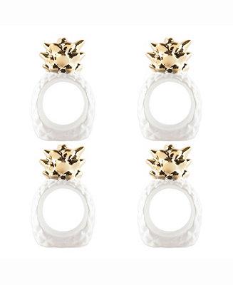 Gold Pineapple Napkin Ring Set of 4