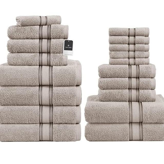 Bath Towel Sets - 100% Cotton Towels for Bathroom, Luxury Hotel Towels, Zero Twist, Quick Dry Shower Towels, Super Aborbent Bath Towels, 6 Hand Towels, 6 Wash Cloths - Platinum (18 Pack)