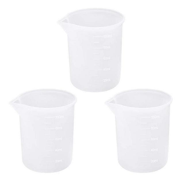 3 PCS Silicone Measuring Cups, 100ml Silicone Cups for Resin Non-Stick Mixing Cups Resin Measuring Cups Tool with Precise Scale for Resin DIY Craft