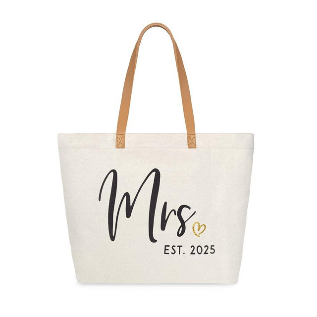 ELEGANTPARK Mrs Bag Mrs Gifts 2025 Bride Gifts Bride Tote Bag Wedding Bridal Shower Bachelorette Party Honeymoon Large Travel Canvas Totes with Zipper