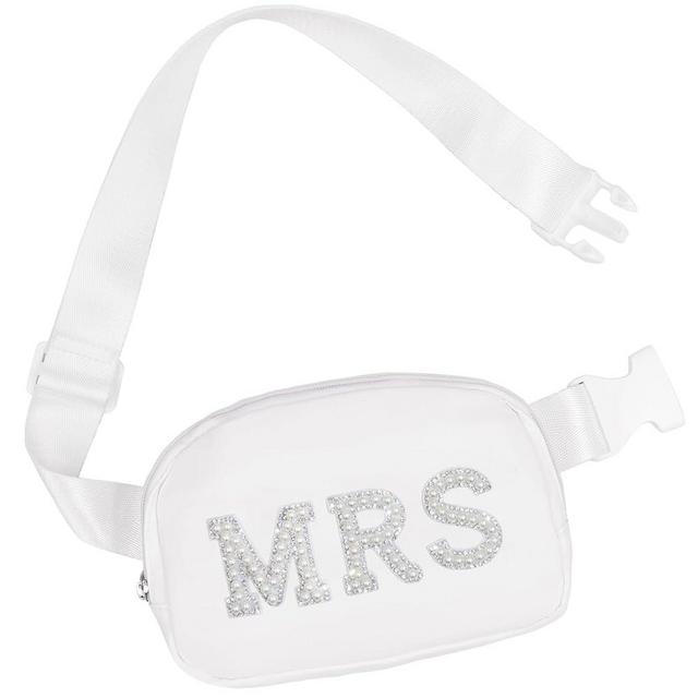 Lamyba Bachelorette Gifts for Bride Fanny Pack, Bride to be Gifts, Bridal Shower Gifts for Wedding Day Bachelorette Party Engagement Honeymoon, Pearl Mrs Waist Bag White