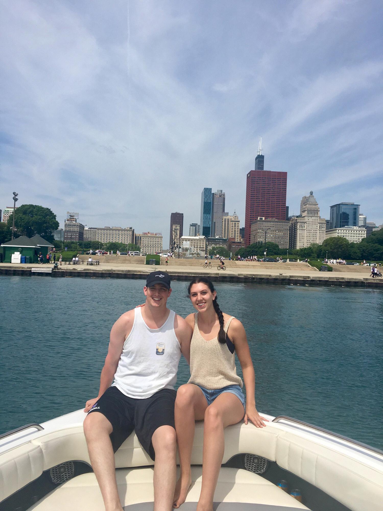 Summer boat outing on lake Michigan