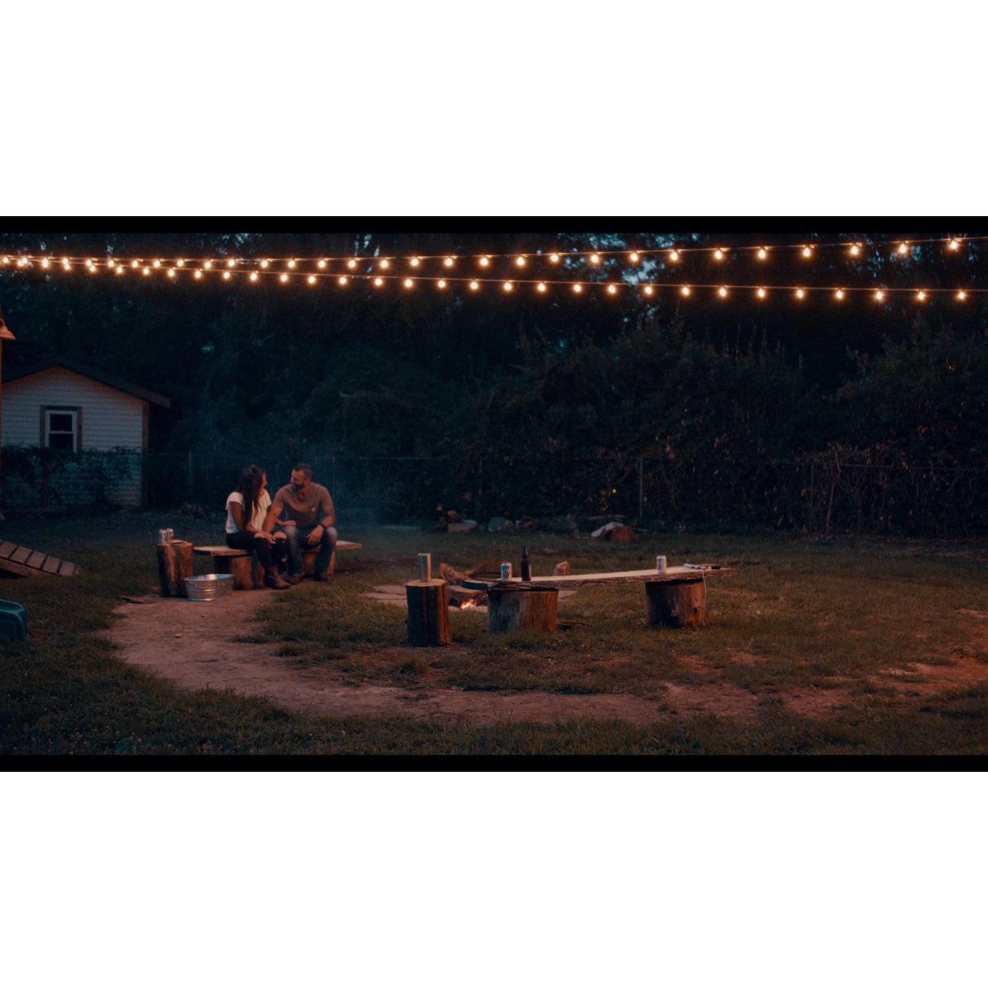 Right after we got engaged...enjoying a fire and each others' soul.