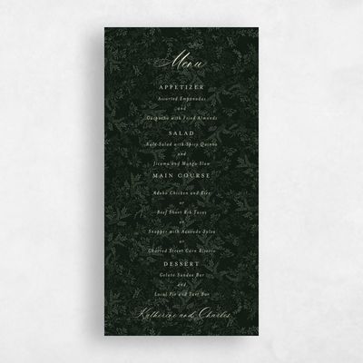 Green Greenery Wedding Menu - Emma
