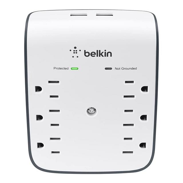 Belkin 6-Outlet USB Surge Protector, Wall Mount - Ideal for Mobile Devices, Personal Electronics, Small Appliances and More (900 Joules)