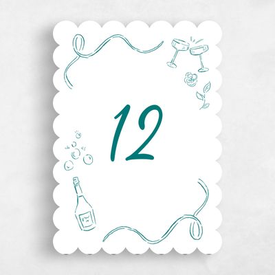 Teal, Blue Wedding Table Number - Hamilton