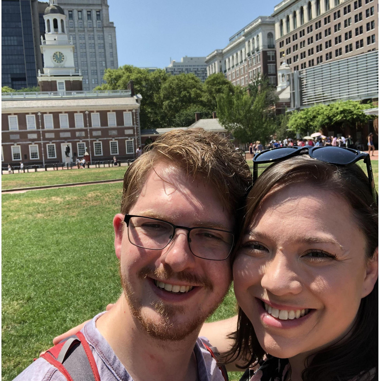 Independence Hall, Philadelphia - July 2019. In the words of the Uber driver, it was "disrespectfully" hot, but we didn't care since we each think the other is the "coolest" person in the world!