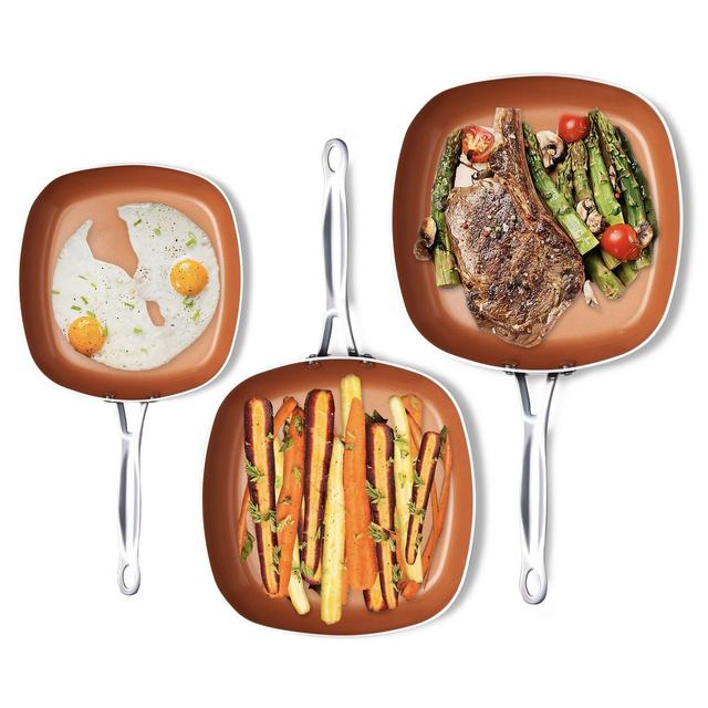 Gotham Steel 3-Piece Non-Stick Skillet Set