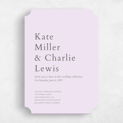 Purple Ticket Wedding Invitation - Morrison Solid