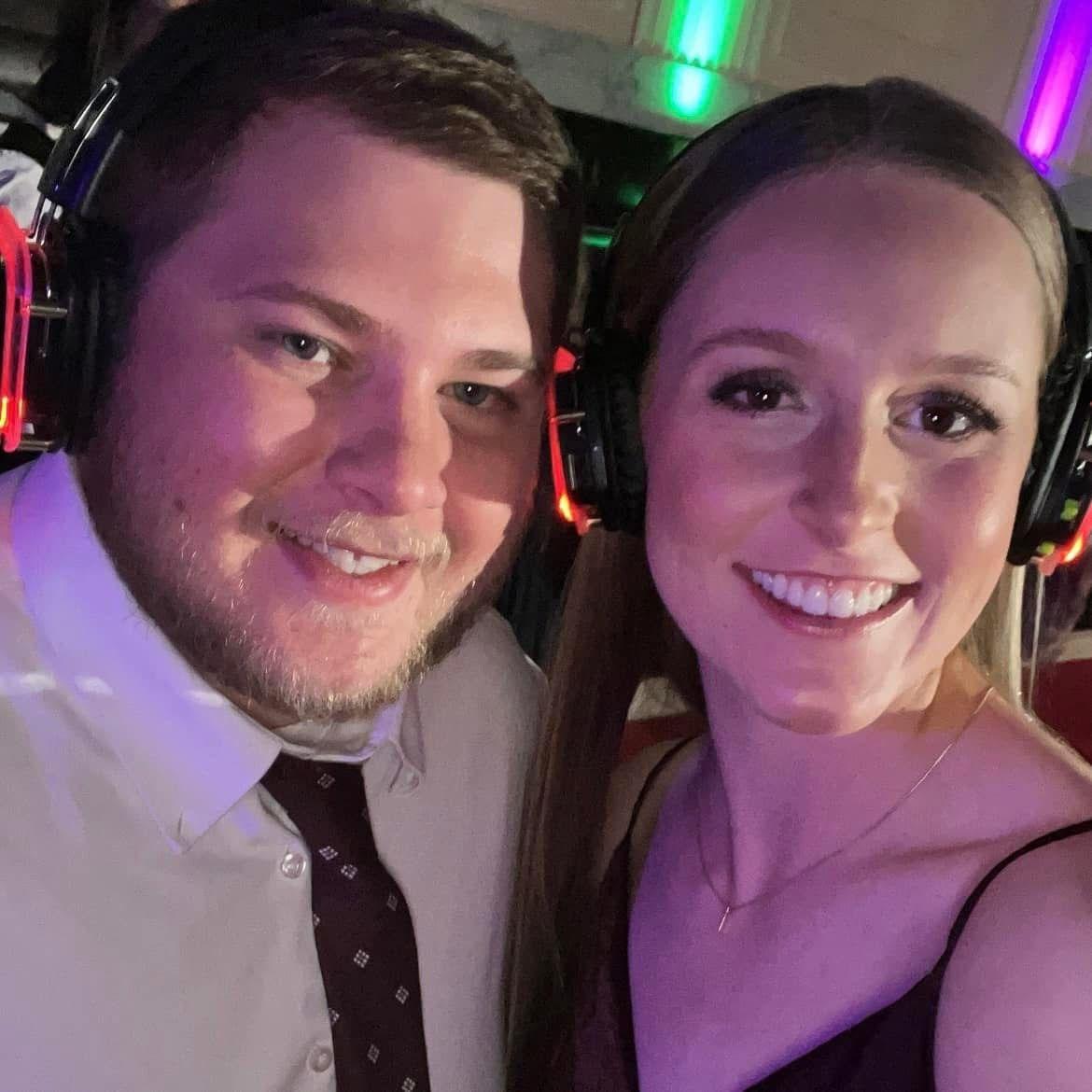 Silent disco at Hudl's holiday party